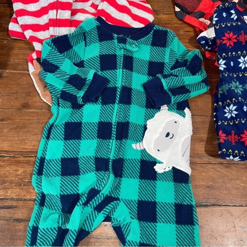 Carter's Festive Blue and Red Pajamas bundle box 12M